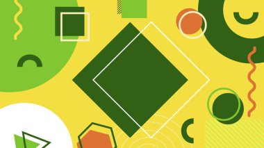 Üst üste binen şekil ve çizgilerle soyut sarı tasarım. Renkli ve modern grafik arkaplanı.