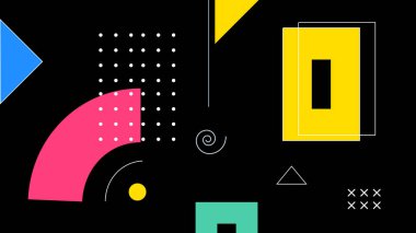 Canlı bloklar, kavisler ve noktalı detaylarla daireler. Posterler, web siteleri ve kalın grafik tasarım kullanımı için ideal.