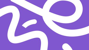 Mor üzerinde beyaz kıvrımlar akan modern soyut tasarım. Cesur dijital görseller, web tasarımı ve yaratıcı marka içeriği için ideal.