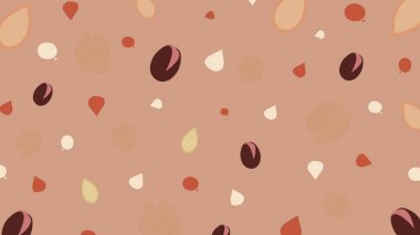 Hafif krem yüzeyinde tatlı meşe palamutları ve tohumlar. Sonbahar temalı tasarımlar, doğa görselleri veya çocuk eğitim içeriği için ideal.