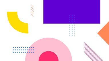 Yaratıcı geometrik arkaplan koyu sarı, pembe ve mor şekilli. Modern dijital tasarım ve eğlenceli marka görselleri için ideal.