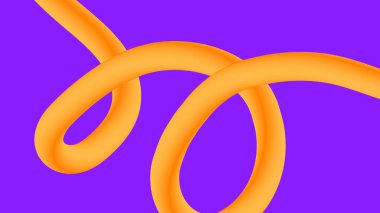 Doymuş mor bir arkaplan üzerinde akan döngülerle birlikte turuncu borular kurdele. Görsel markalaşma ve sanat tasarımı için harika.