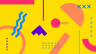 Renkli şekilleri, zikzak çizimleri ve sarı arkaplanda eğlenceli unsurları olan enerjik bir tasarım. Gençlik odaklı medya ve yaratıcı görseller için mükemmel.