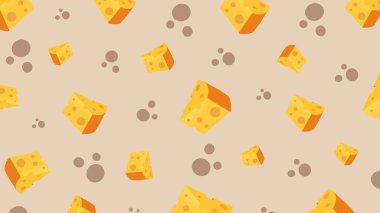 Işık yüzeyinde delikleri ve noktalı etkileri olan çedar kamaları. Tuhaf süt ürünleri tasarımı.