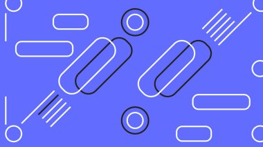 Kapsüller, daireler ve parlak mavi arka planda doğrusal aksanlı kalın ve soyut grafikler. Web görselleri, teknik tasarım ve yaratıcı projeler için harika..