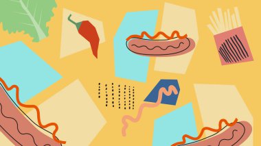 Sodalı hamburger, ketçap, otlar ve portakallı kırmızı biber. Restoran markalaşması, yemek içeriği ve gençlere odaklı görseller için harika..