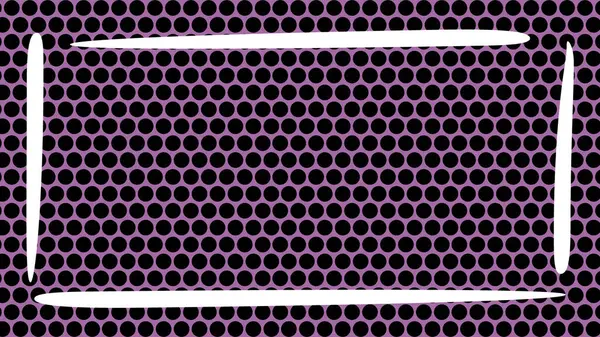 Modern bir çerçeve oluşturan kalın beyaz çizgilerle siyah ve mor nokta arkaplanı, yaratıcı dijital kullanım için harika.