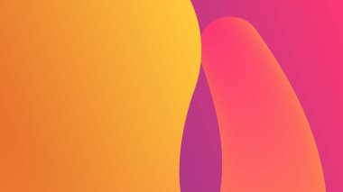 Sarı ve pembe renkli sıvı şekilleri modern dijital arkaplanda pürüzsüz gradyanlarla birbirine karışır..