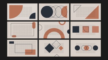 Özmerkezli çizgiler ve dairesel şekillere sahip soyut kompozisyon, yaratıcı projeler veya markalaşma için uygun bir bağbozumu çağrıştırıyor.