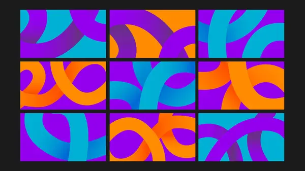 Canlı arkaplanlar üzerinde renkli soyut kıvırcık çizgi kompozisyonları, grafik tasarım, yaratıcı markalaşma veya dijital sanat içeriği için ideal.