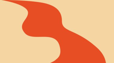 Yumuşak bej bir tuval üzerine koyu kırmızı akış içeren sanatsal arkaplan pürüzsüz ve modern soyut eğrilerle.