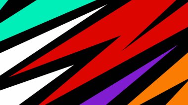 Güçlü mor, kırmızı ve mavi elementlere sahip açısal soyut arkaplan. Cesur hareketi ve çağdaş görsel tarzı yakalayan grafik tasarımı.