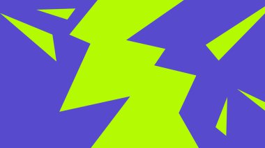 Açısal neon yeşil formlar mor bir arkaplan boyunca patlayarak, pop enerjisiyle dolu keskin ve modern bir arkaplan oluşturuyor..