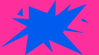 Pembe bir zemin üzerine kurulmuş parlak mavi çentikli patlama şekli, cesur pop sanatı ve göz alıcı modern tasarım temaları için ideal..