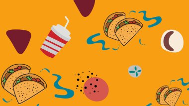 Baharatlı aksanlı el yapımı tacolar ve canlı yeşil arka planda eğlenceli dekorlar. Latin yemek tanıtımları ve cesur atıştırmalıklar için mükemmel..