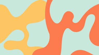 Açık tonlu turuncu, nane ve sarı organik şekillerden oluşan soyut bir arkaplan. Markalaşma, posterler ve modern tarzda dijital sanat için ideal..