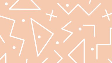 Keskin beyaz üçgenleri, sivri çizgileri ve karalama elemanları olan enerjik soyut şeftali arka planı. Taze ve cesur tasarım..