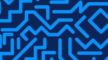 Elektrik mavisi labirent tarzı çizgiler koyu arkaplan üzerinde soyut bir tasarım oluşturarak, enerjik ve gelecekçi estetik çekicilik sunar.