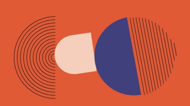 Katmanlı daireler, çizgiler ve koyu renklerle soyut kompozisyon. Posterler, kapaklar ve modern dijital arkaplanlar için idealdir.