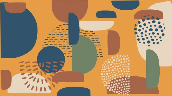 Soyut yuvarlak şekilleri ve modern tasarım için zengin toprak tonlu kontrastı olan canlı minimal sanat