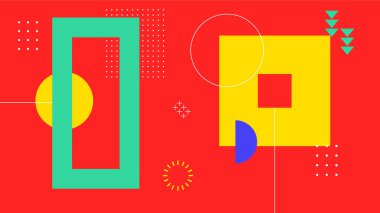 Üst üste binen kalın dikdörtgenler ve parlak renklerle soyut tasarım. Yaratıcı kompozisyonlar ve grafik tasarımı için harika.