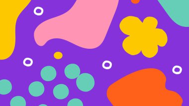 Yuvarlak şekilli renkli soyut tasarım, çiçekli elementler ve anlamlı formlar. Canlı ve oyuncu tasarım ihtiyaçları için mükemmel..