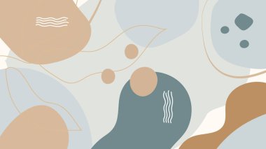 Toprak tonlarında organik şekilli soyut bir arka plan. Yumuşak pastel renklere, kıvrımlı çizgilere ve dalgalı elementlere sahip minimalist çağdaş tasarım. Modern markalaşma, sosyal medya veya web tasarımı için mükemmel.