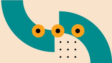 Büyük mavi bloklu, parlak bir geometrik raster, siyah aksanlı, ve bej arkaplandaki noktalardan oluşan bir ızgara. Yapılandırılmış kompozisyon dijital ortam ve yazdırma kullanımı için profesyonel bir görünüm sunuyor.