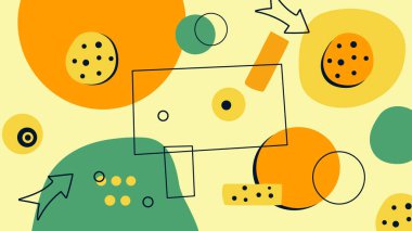 Cesur soyut karalamalar, dinamik eğriler ve sarı, yeşil ve bej tonlarda canlı şekiller içeren neşeli bir dijital sanat eseri. Yaratıcı altyapılar, sanat eserleri ve modern tasarım projeleri için mükemmel.