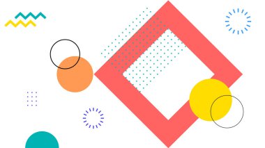 Cesur şekiller, parlak renkler ve dinamik arkaplan içeren yaratıcı geometrik soyut tasarım. Modern ve sanatsal duyguları olan arka plan, sunumlar ve dijital projeler için ideal..