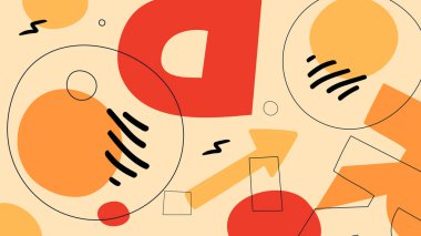 Sade ve yumuşak bir arka plan. Çeşitli el çizimleri ve karalama nesneleri. Modern moda raster illüstrasyonu. Her arka plan izole edilmiş. Pastel renk.