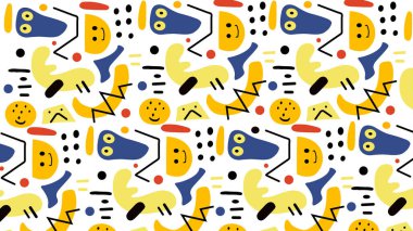 Yaratıcı el çizimi elementler, soyut eller, eğlenceli eğriler, ve temiz beyaz arka planda parlak renkler. Çocuk tasarımı, markalaşması ya da anlamlı çizimler için mükemmel..