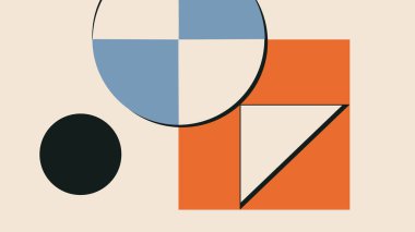 Sarı, siyah ve kremayla kesişen dikdörtgen blokların soyut grafik düzeni. Asgari, yapısal ve görsel olarak keskin..