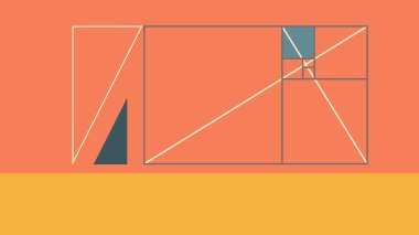 Sıcak turuncu ve sarı tonlarda dikdörtgenlerin ve çapraz çizgilerin soyut minimalist kompozisyonu, temiz yapılandırılmış modern bir tasarım sunuyor..