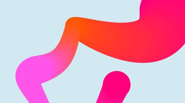 Parlak pembe ve turuncu kurdeleler pastel mavinin üzerine akar, dijital medya için mükemmel ve enerjik bir görsel yaratır..