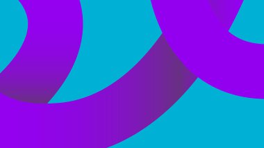Cyan tabanı üzerinde mor kıvrımlı kurdele şekilleri olan soyut bir tasarım. Modern markalaşma, dijital sanat ve tasarım planları için mükemmel..