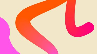 Renkli markalaşma ve sanatsal arkaplan için ideal, nötr bej arkaplan üzerinde minimalist turuncu ve pembe dinamik eğriler.