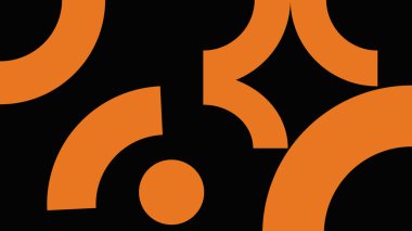 Karanlık bir zemin üzerinde koyu turuncu geometrik formlarla dinamik soyut kompozisyon modern ve çarpıcı bir görsel etki yaratıyor..