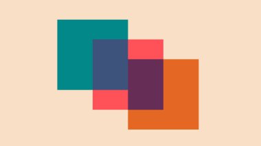 Yaratıcı geometrik tasarım ve şeffaf kareler canlı renklerle örtüşüyor. Dijital projeler, posterler ve çağdaş markalaşma için ideal.