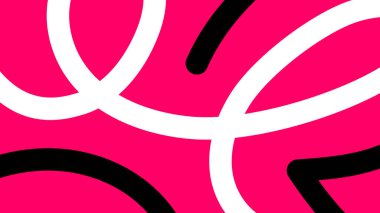 Canlı pembe bir arka planda koyu beyaz ve siyah girdaplı dinamik soyut sanat eserleri modern ve göz alıcı bir görsel etki yaratıyor..