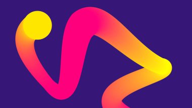 Koyu mor arka planda sarı aksanlı kalın neon kıvrımlı. Yaratıcı içerik ve tasarım projeleri için göz alıcı dijital sanat.