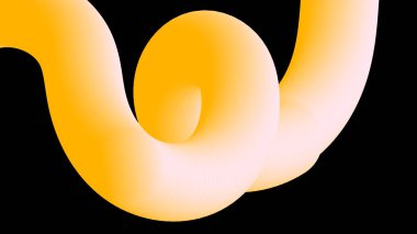 Pürüzsüz renklerle üç boyutlu sarmal sarı boru çizimi. Modern ve yaratıcı görseller ve sinema sanatı için çok yönlü.