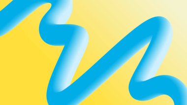 Üç boyutlu mavi tüp yumuşak sarı arka planda akan bir zigzag oluşturur. Özgeçmiş ve yaratıcı görseller için çağdaş soyut biçim ideal.