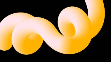 Pürüzsüz, parlak turuncu-sarı tüp siyah arka plan üzerinde eğiliyor. Pürüzsüz ve canlı tasarım teknolojik veya dijital grafikler için mükemmel.