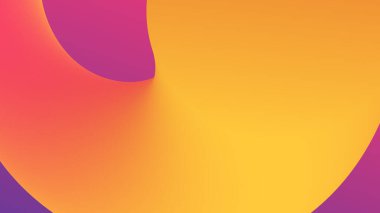 Büyük sarı kıvrımlı şekiller turuncu ve pembeye dönüşerek canlı ve modern bir dijital arkaplan oluşturur..