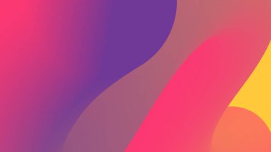 Canlı pembe ve mor renkli organik dalga benzeri formlar yumuşak sarılarla birleşerek soyut bir tasarım unsuru oluşturur..