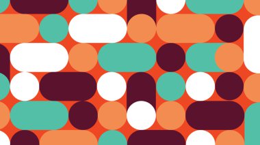 Yuvarlak şekilleri ve retro renkleri olan parlak soyut tasarım, modern arkaplanlar ve yaratıcı tasarım projeleri için ideal.