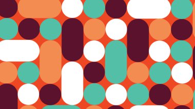 Turuncu, yeşil, bordo ve beyaz tonlarda temiz, geometrik formlara sahip modern soyut arkaplan.