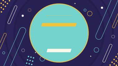 Dairesel pankartı ve neon benzeri arka planı olan parlak ve soyut bir düzen. Dijital sanat, kapak ve cesur grafik projeleri için harika.