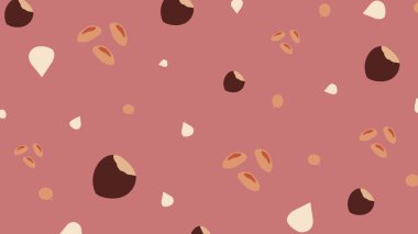 Yumuşak fındıklı kahverengi üzerine çizilmiş fıstık ve tahıllar. Doğal çerez reklamları, diyet görselleri ve organik ürün tasarımları için mükemmel..